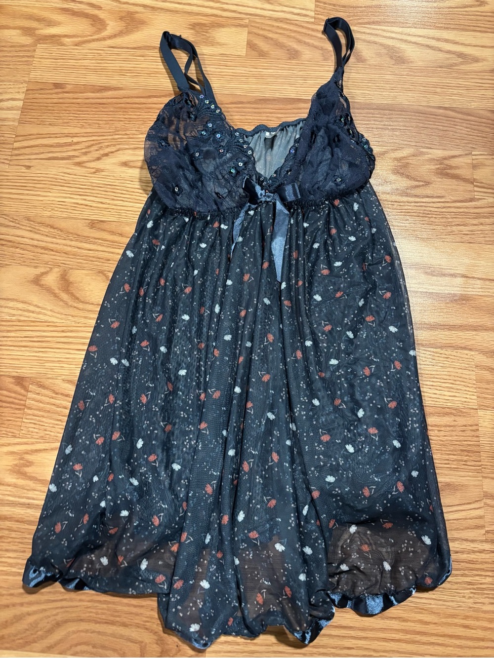 Woman’s navy Floral Lace-Top night dress babydoll nightgown size 2X